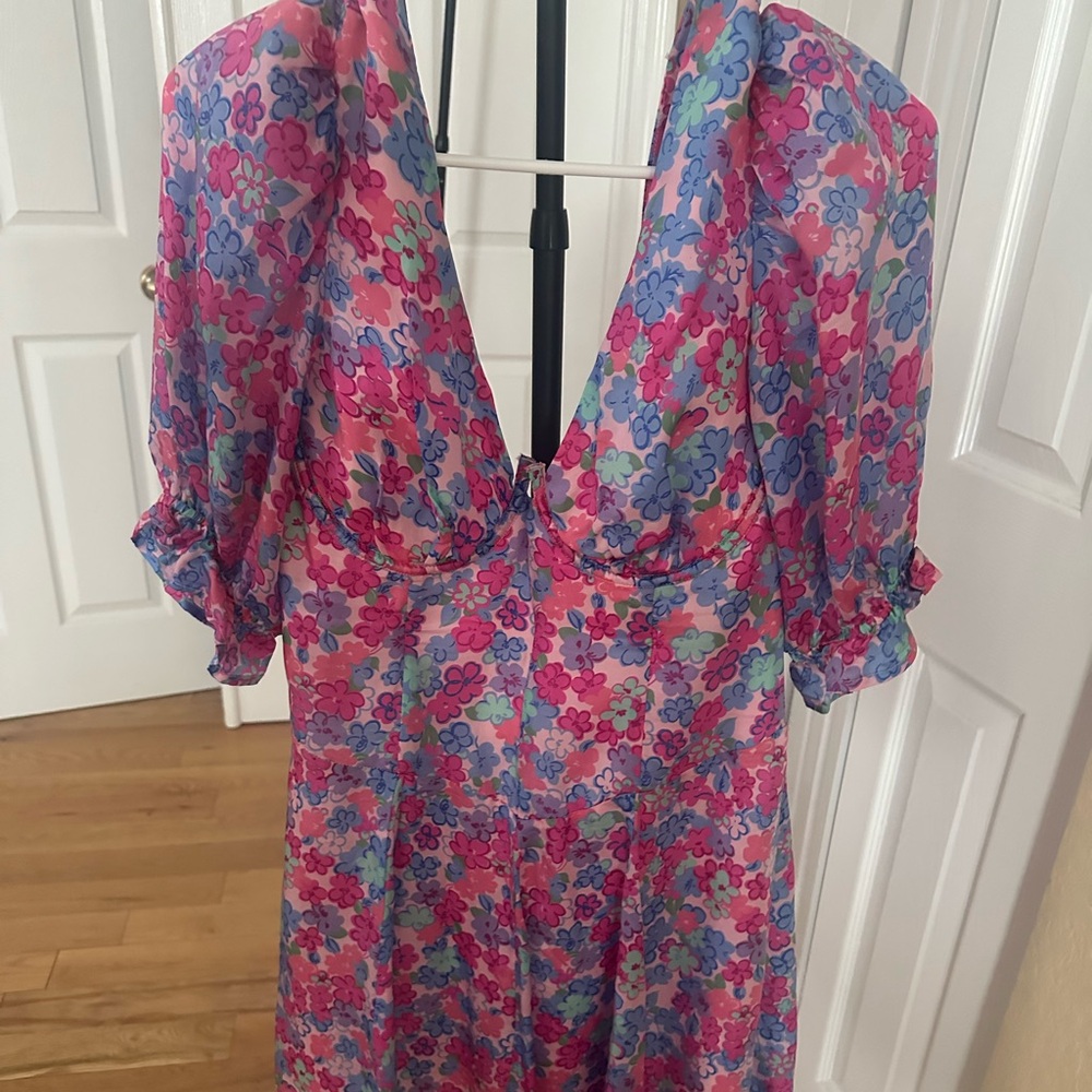 For Love And Lemons Pink and Blue Floral Blouse